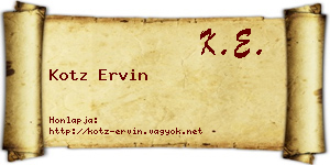 Kotz Ervin névjegykártya